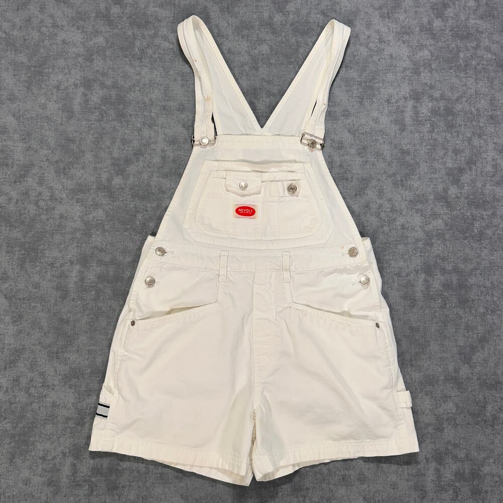 VTG 90s Revolt Perelle Classics white denim Y2K summer overalls romper wms M